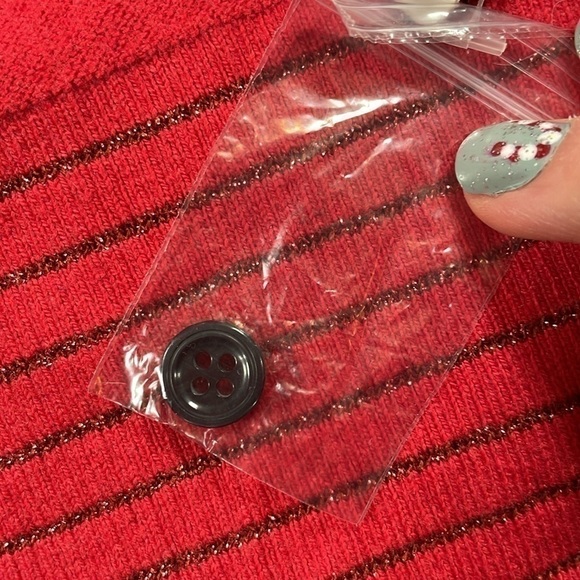 Stripes - Burgundy Holiday Red Striped Sparkly Cardigan Perfect For Layering - Picture 6 of 7